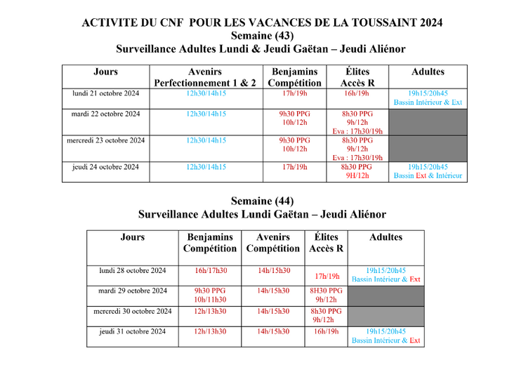 Stage Vacances Toussaint 2024